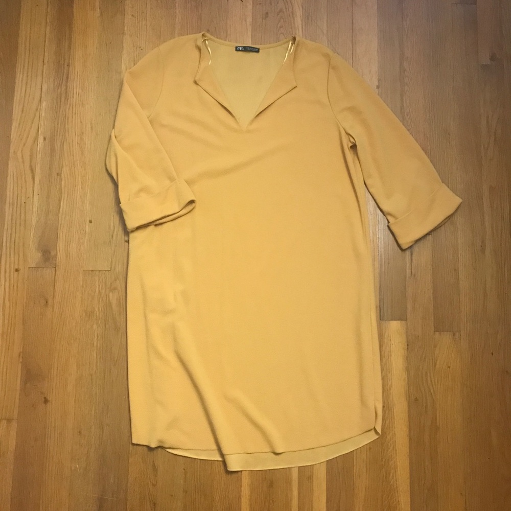 ZARA Mustard Folded Cuff Dress M